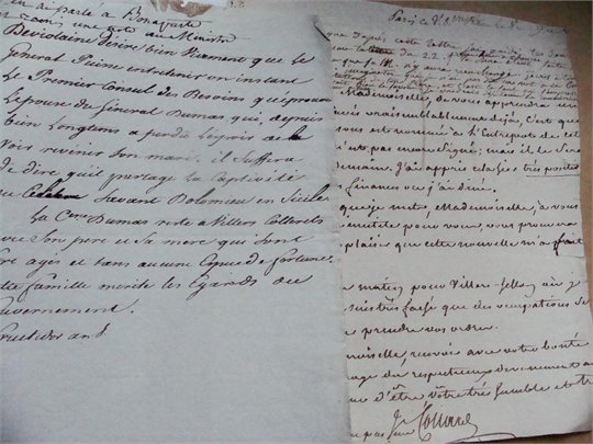 lettre au sujet de BONAPARTE DU CELEBRE GENERAL DUMAS PRISONNIER