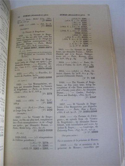 Catalogue des ouvrages des DUMAS ALEXANDRE père et fils