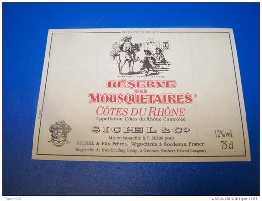 Etiquette vin wine label Rhone mousquetaires