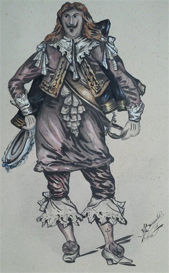 ENCRE et AQUARELLE 1894 SIGNEE "MOUSQUETAIRE" (2)