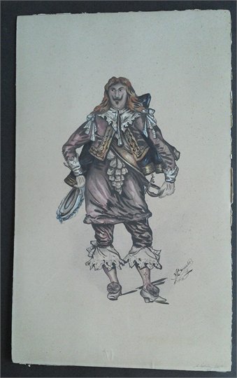 ENCRE et AQUARELLE 1894 SIGNEE "MOUSQUETAIRE" (2)