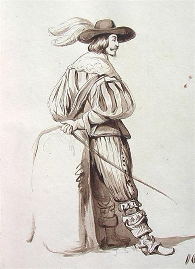 Jean-Baptiste MADOU  Les mousquetaires   Lavis d'encre