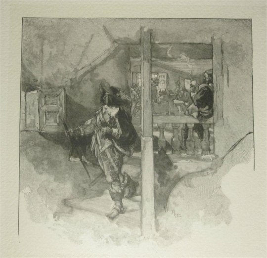 DANIEL VIERGE-Eight Antique Limited Edition Engravings-1890s-Three Musketeers