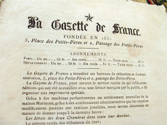 PLAQUETTE PUBLICITE de la gazette de France