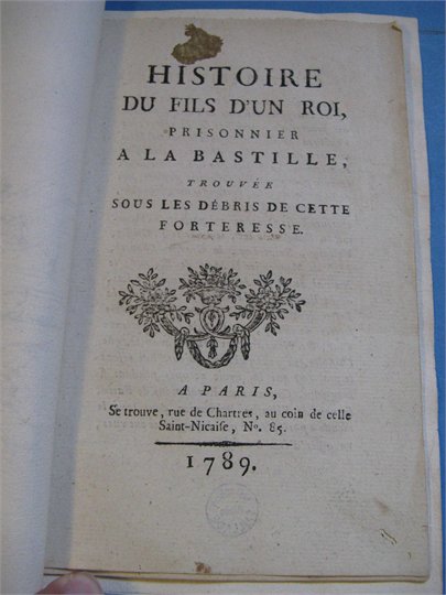 HISTOIRE DU FILS D'UN ROI PRISONNIER BASTILLE