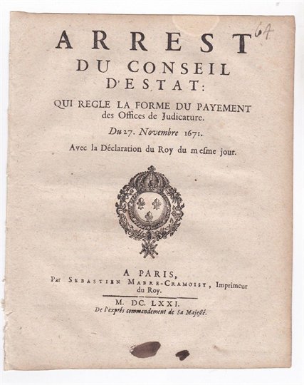 1671 ARRET DU CONSEIL D ETAT OFFICES
