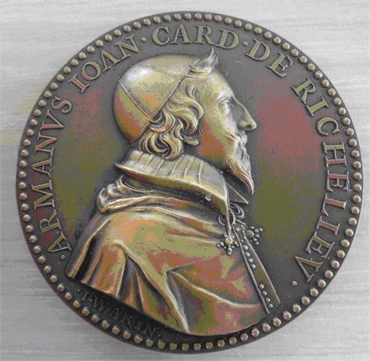 Bronze medal by I.Warin, Cardinal Richelieu