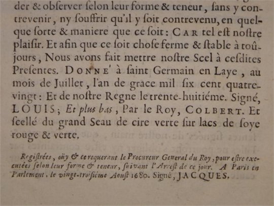 EDIT DU ROI SUR LES CONTRAINTES EGARD FEMME ET FILLES LOUIS XIV COLBERT 1680