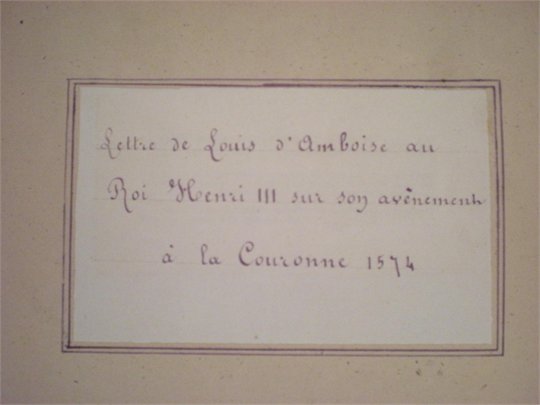 Louis de Clermont d’Amboise, seigneur de Bussy (1549-1579). Lettre signée