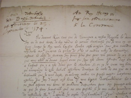 Louis de Clermont d’Amboise, seigneur de Bussy (1549-1579). Lettre signée