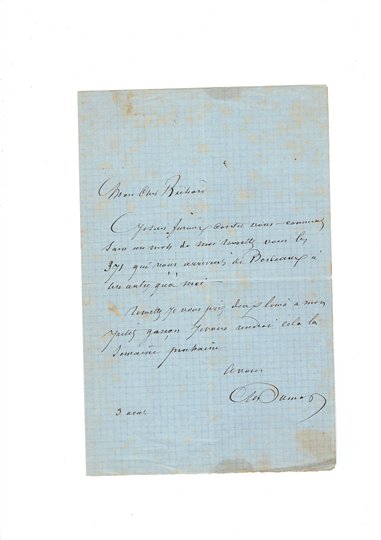 A.Dumas (pere) LAS a "mon cher Richard"