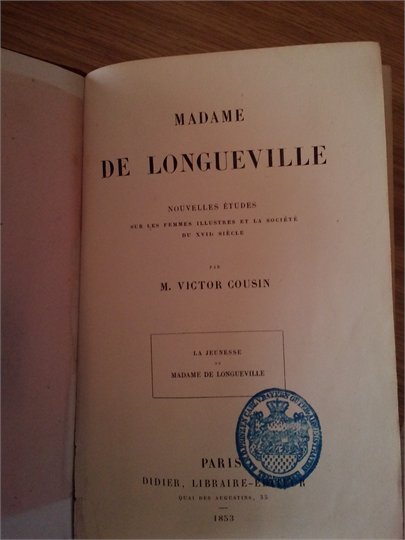 M.Victor Cousin   Madame de Longueville
