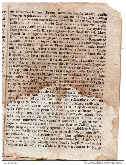 EXTRAIT DES REGISTRES de Parlement 1662 +APS Signé ESPITALLIER