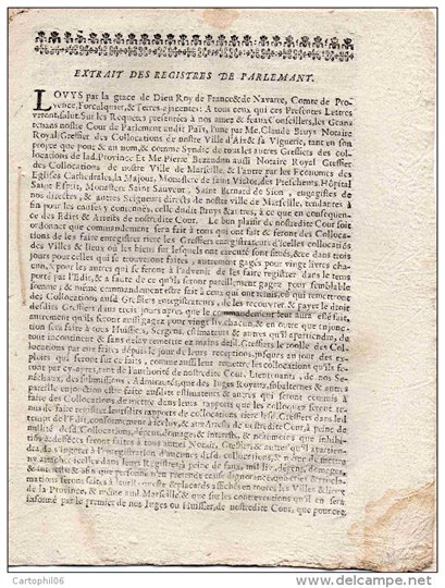 EXTRAIT DES REGISTRES DE PARLEMANT Aix 11 Mars 1687