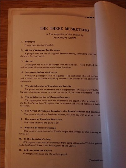1960 programme Royal Lyceym Theatre, Edinburgh, Les Trois Mousquetaires