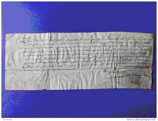 Parchemin manuscrit Jacques Ranchin Conseiller du Roi 1660 Monoblet