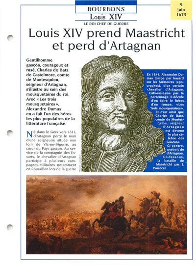 BATAILLE DE MAASTRICHT D'ARTAGNAN MOUSQUETAIRE ROI LOUIS XIV FRANCE FICHE FRANCE