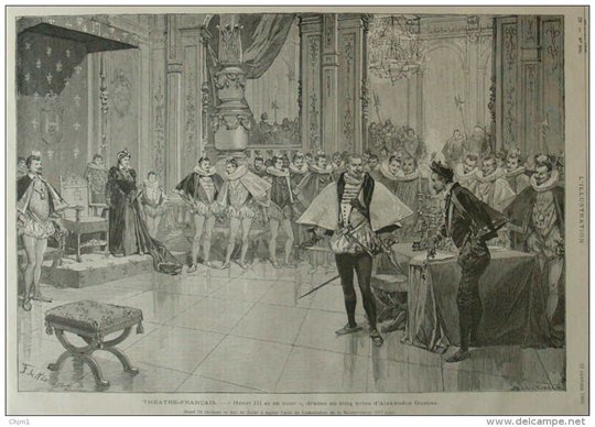 théâtre Francais -"Henri III et sa cour", drame d'Alexandre Dumas - page original - 1889