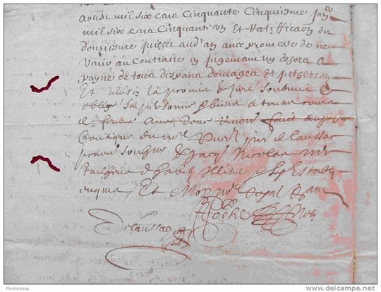 Manuscrit 1655 Pierre Sigaud Solignac signé