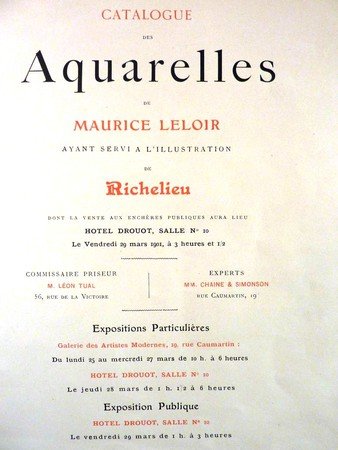 CATALOGUE DES AQUARELLES DE MAURICE LELOIR RICHELIEU A DROUOT 1901