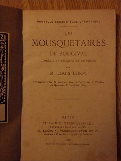 LEROY Louis. - Les mousquetaires de Bougival