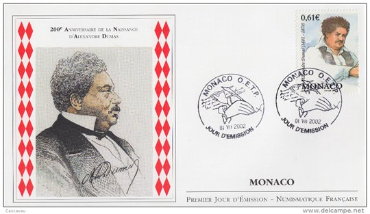 Enveloppe 1er Jour MONACO Alexandre DUMAS 2002