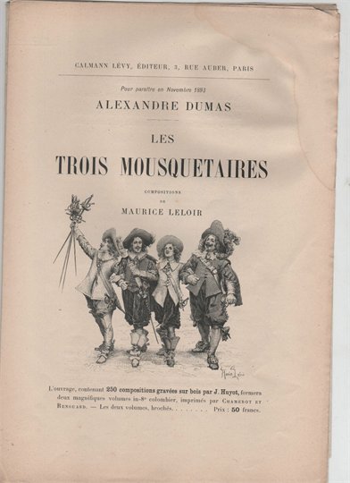 A.DUMAS Les Trois Mousquetaires PAGES SPECIMEN 1893