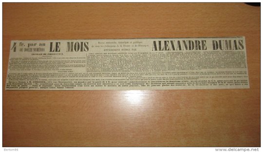 PUBLICITE - ALEXANDRE DUMAS - " LE MOIS "
