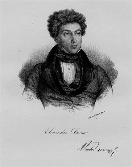 A. Dumas  Original Lithographie Portrait