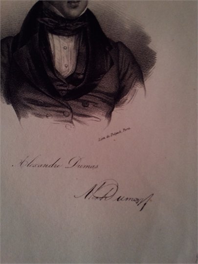 A. Dumas  Original Lithographie Portrait
