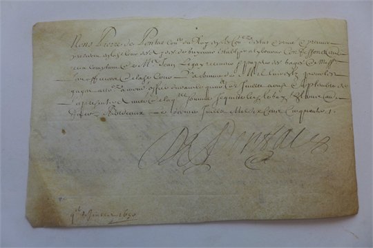 PARCHEMIN signature PIERRE DE PONTAC