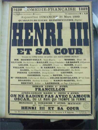 affiche originale theatre comedie francaise "Henri III et sa cour"