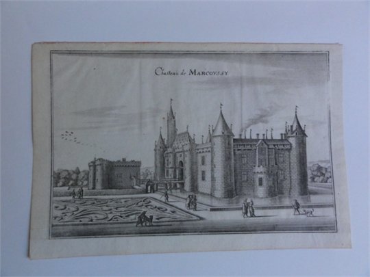 MERIAN Caspar "Vue du chateau de Marcoussis" Eau-forte XVIIe