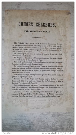 PROSPECTUS CRIMES Célèbres par A. DUMAS ,ODIANDE , CH.PINOT