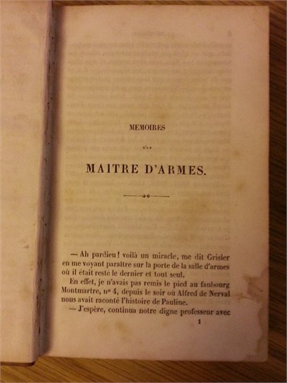 Dumas  Memoires d'un maitre d'arme