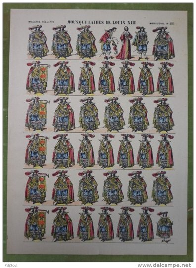 Imagerie d´Epinal N°403 - Mousquetaire de Louis XIII - Planche d´uniformes éditée par Pellerin & Cie