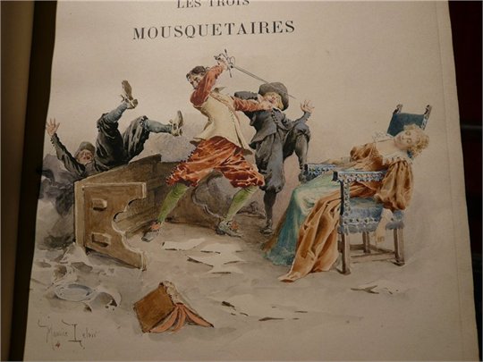 A.Dumas  Les Trois Mousquetaires  (deux dessins aquarellés originaux de Maurice Leloir )