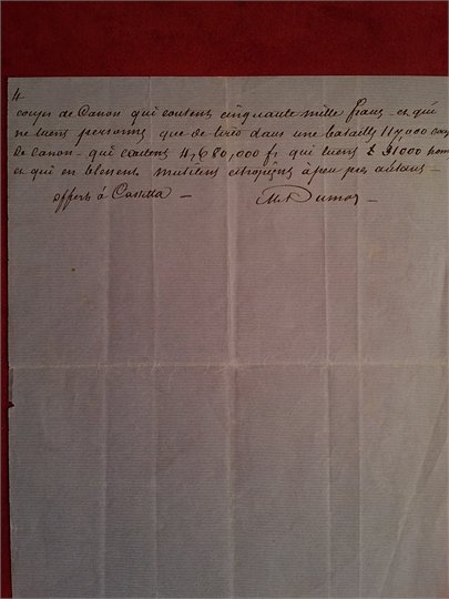 A. DUMAS père. Manuscrit autographe signé, Dimanche 4 mai – 11 heures du soir, [1862]