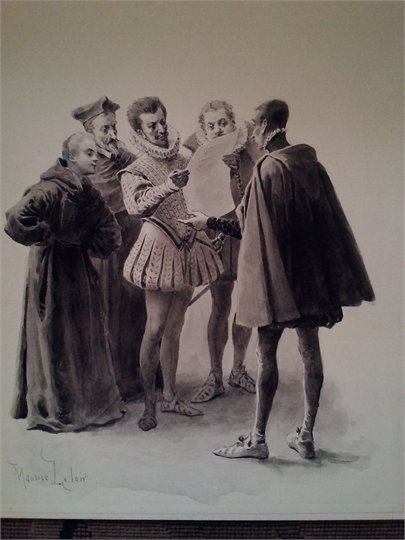 Dessin de M.Leloir  "La Dame de Monsoreau" (reunion personnages)