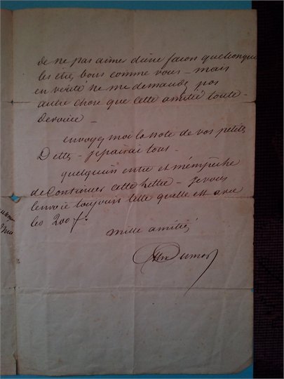 A.Dumas  L.A.S. a une ancienne maitresse