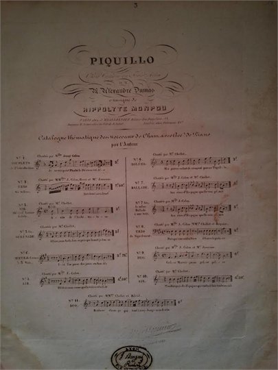 PIANOCHANT OPÉRA PIQUILLO A. DUMAS H. MONPOU  N°10,3