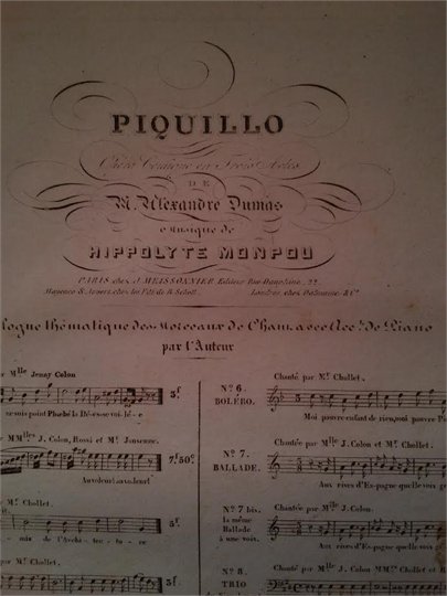 PIANOCHANT OPÉRA PIQUILLO A. DUMAS H. MONPOU  N°10,3