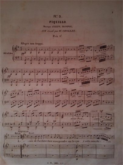 PIANOCHANT OPÉRA PIQUILLO A. DUMAS H. MONPOU  N°10,3