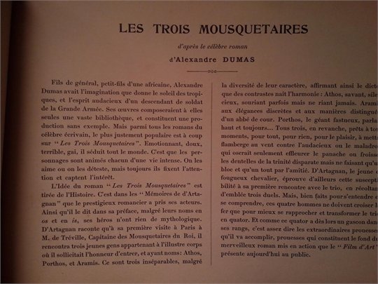 LES TROIS MOUSQUETAIRES Le Film d'Art Sté Générale de CINEMATOGRAPHIE 1912