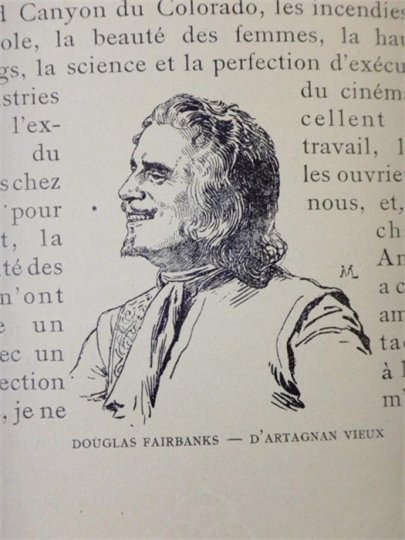 Superbe Aquarelle Originale MAURICE LELOIR portrait DOUGLAS FAIRBANKS HOLLYWOOD  3