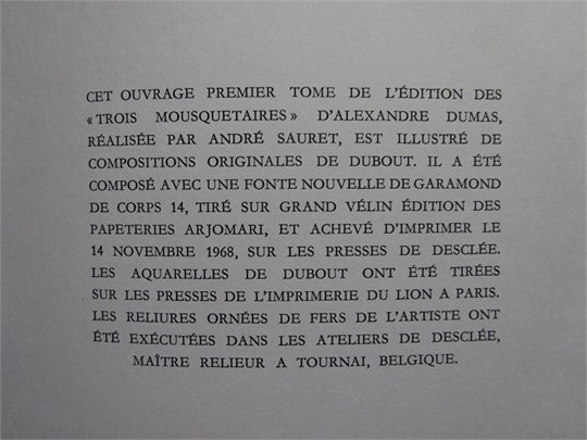 DUMAS ALEXANDRE LES TROIS MOUSQUETAIRES. ILLUSTRATIONS DE DUBOUT   2