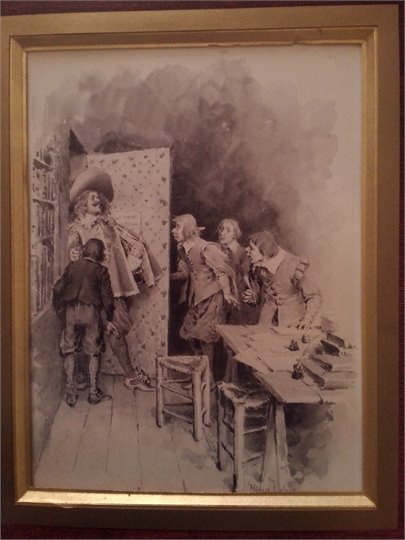 Dessin de M.Leloir  "Les Trois Mousquetaires"  (Porthos chez Maître Coquenard)