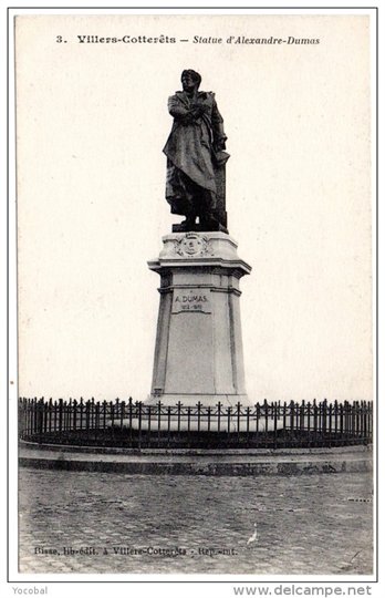 CP, 02, VILLERS-COTTERETS, Statue d'Alexandre Dumas, Vierge  N3