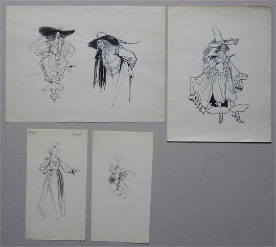 Lubin de BEAUVAIS  4 Dessins Originaux Mousquetaires