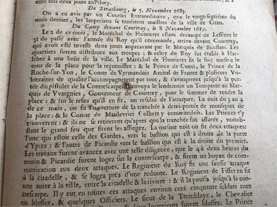 Rare Siège de Courtrai 1683 Belgique d'Artagnan Comte de Vermandois Turc Vienne